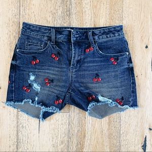 Denim cherry shorts
